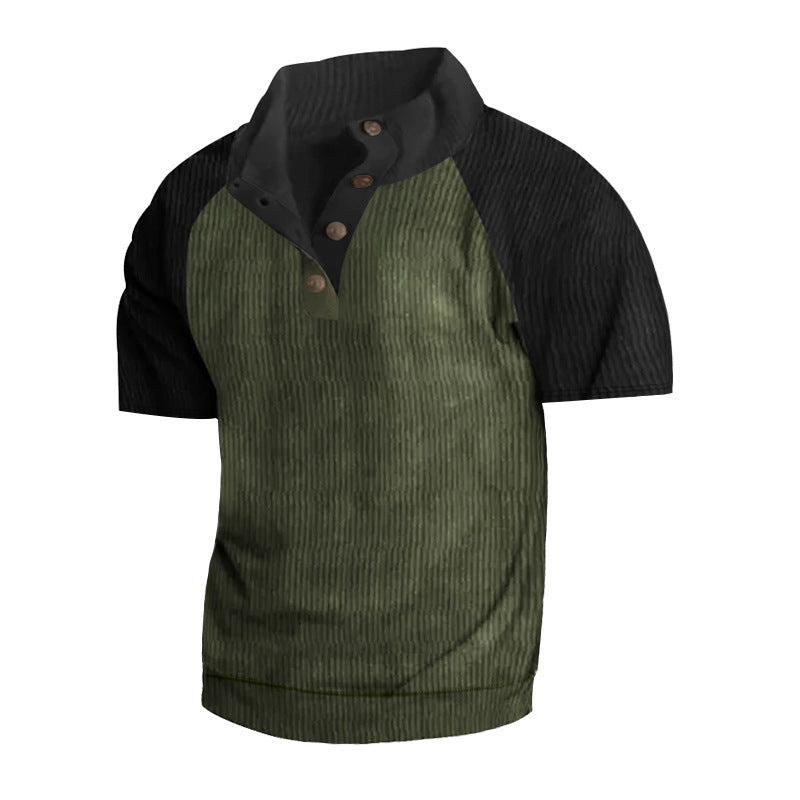 Herre Kortærmet Henley T-shirt med moderne strukturdesign Stilla