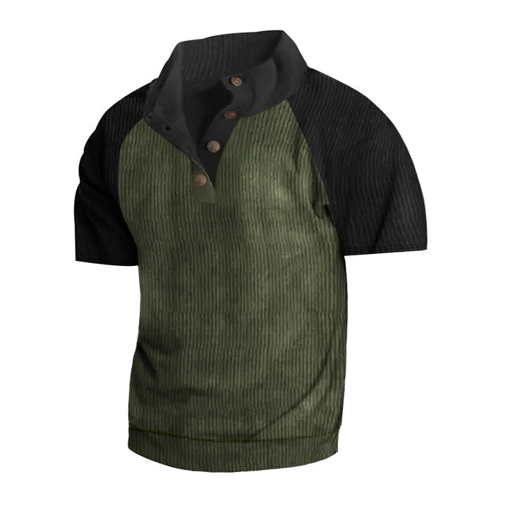Herre Kortærmet Henley T-shirt med moderne strukturdesign Stilla
