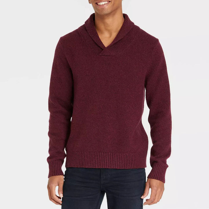 Herre elegant sweater med sjalskrave og ribstruktur Stilla