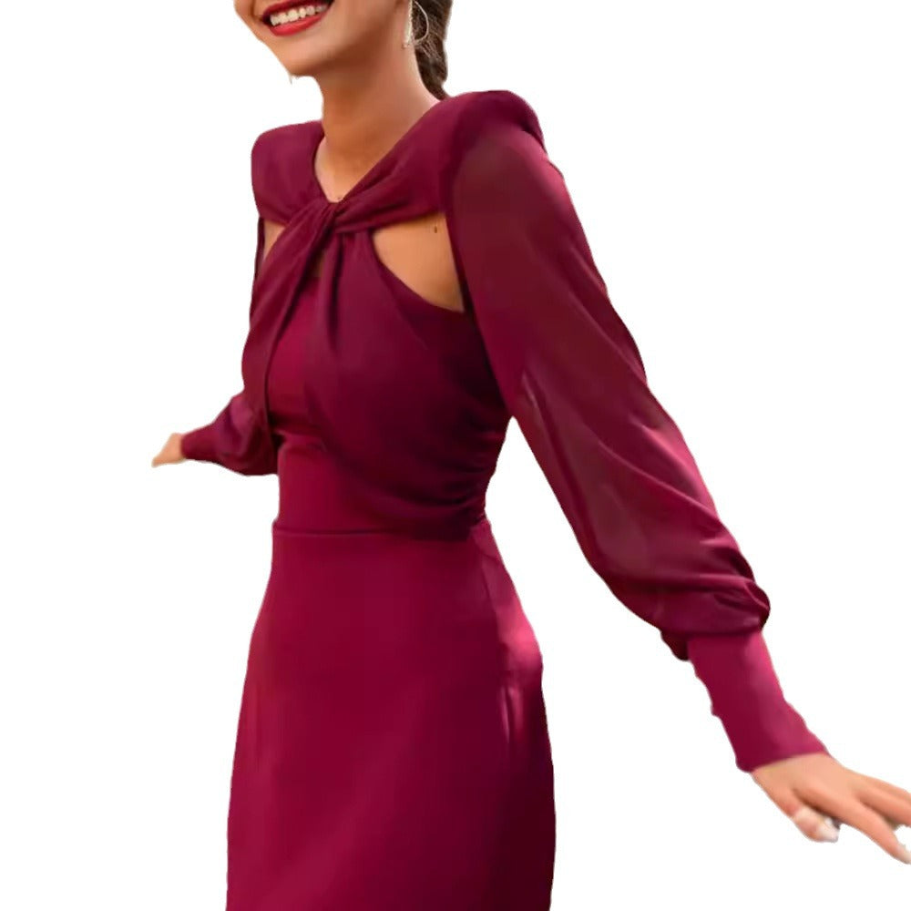 Dame Elegant Chiffonkjole med Cut-Out-detaljer Skovae