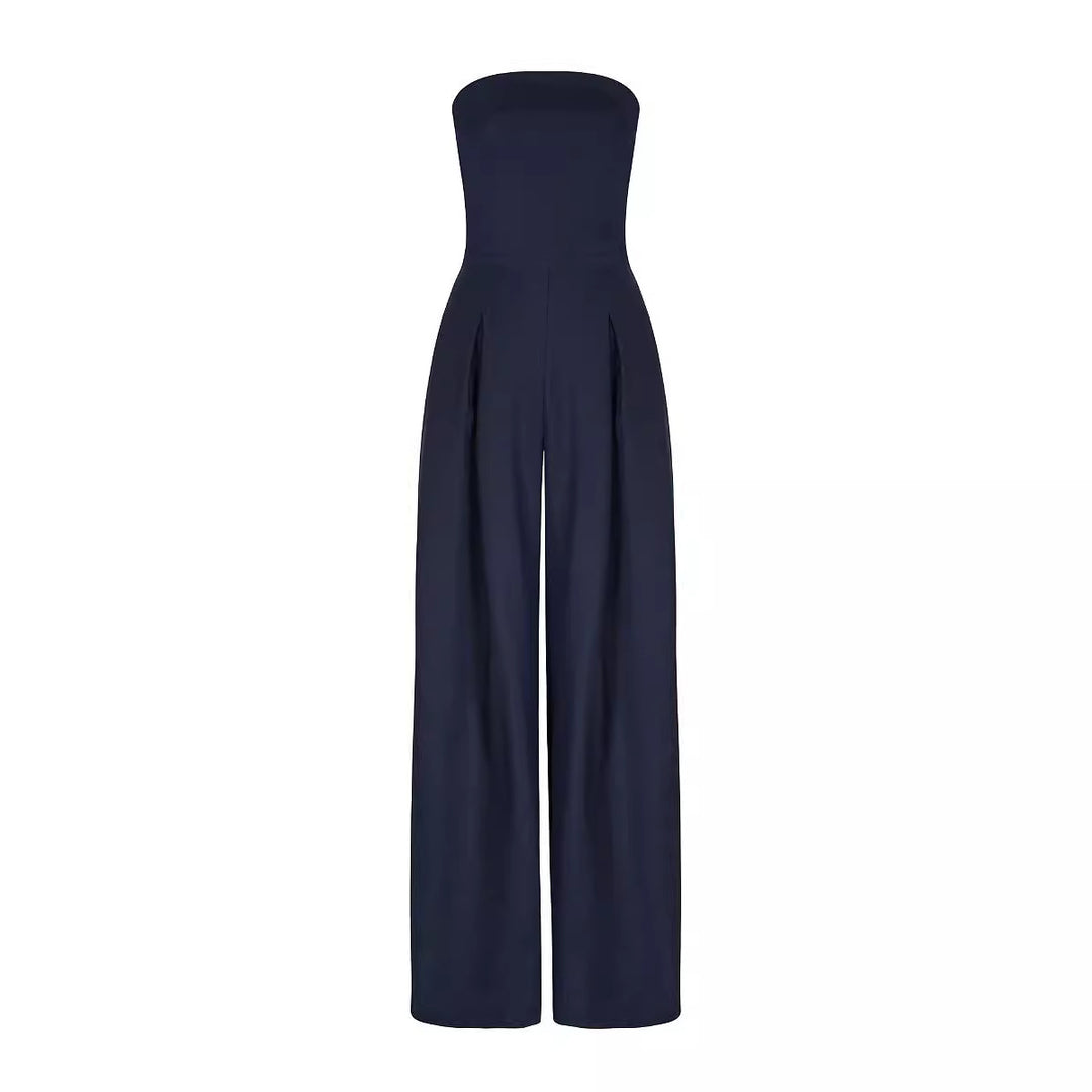 Dame elegant jumpsuit med sidelommer og åben skulderparti Stilla