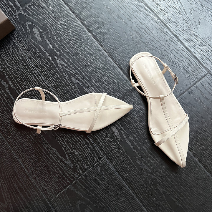 Dame Minimalistiske Spidsede Slingback Ballerinaer med Elegant Rem-Detalje Stilla
