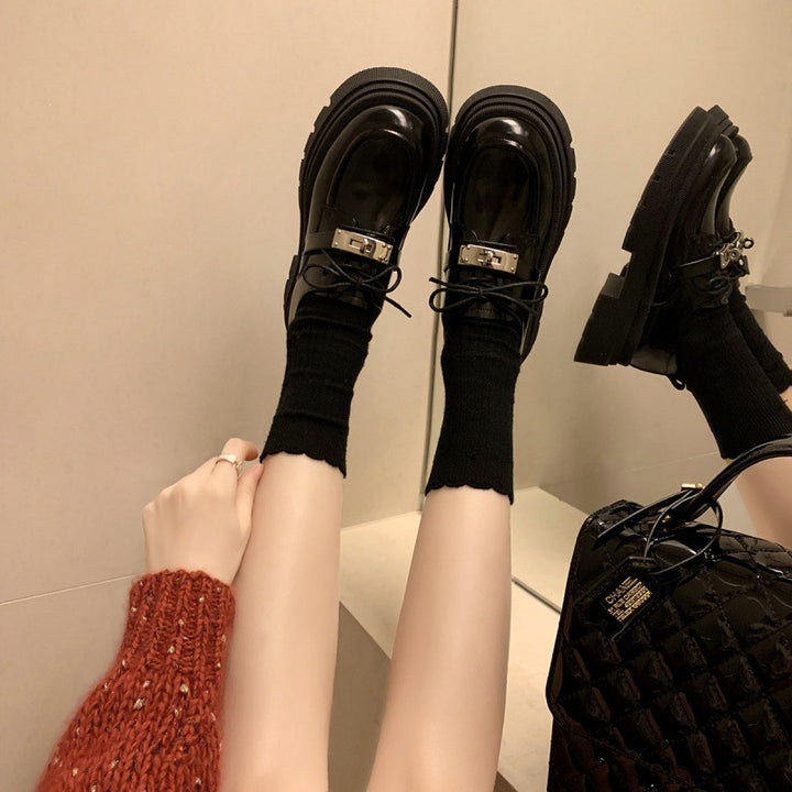 Dame Chunky Platform Snøre-Brogues med dekorativ spænde-lukning Stilla