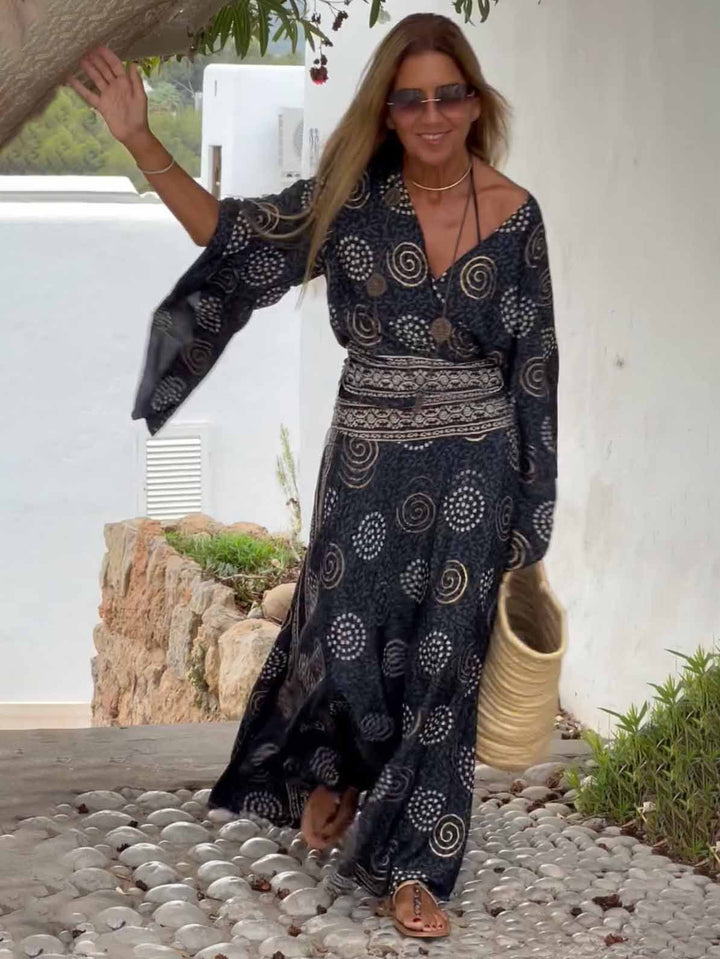 Kvinder Bohemian Langærmet Maxi Tunika kjole Stilla