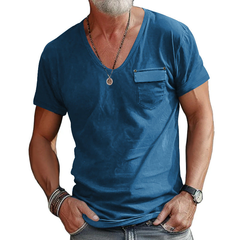 Herrer V-hals T-shirt med lommer Stilla