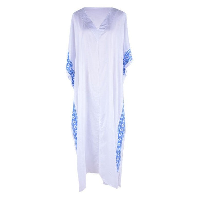 Dame Strandkåbe i Boho-stil med side slids og farvede accenter Stilla