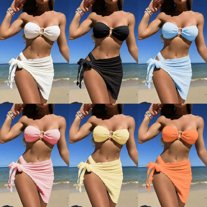 Dame Bandeau-bikini med raffineret omslagsskovl Stilla