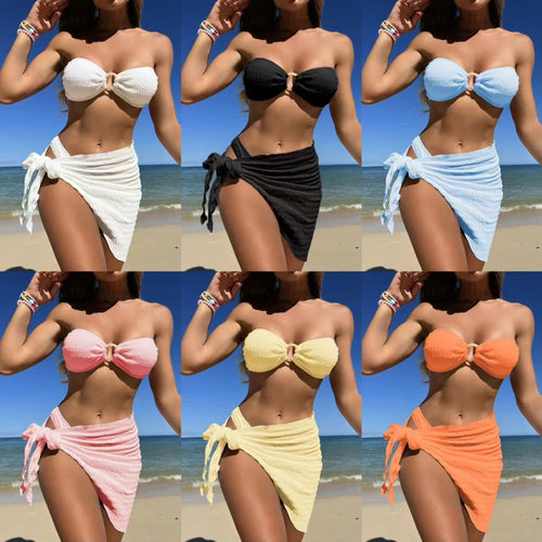 Dame Bandeau-bikini med raffineret omslagsskovl Stilla