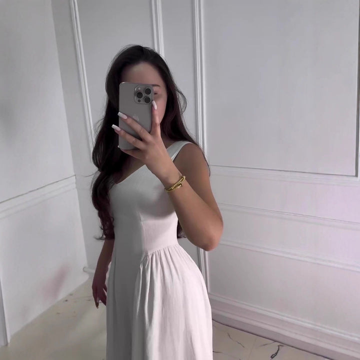 Dame Elegant A-linje Midi Kjole med Flared Skirt Stilla