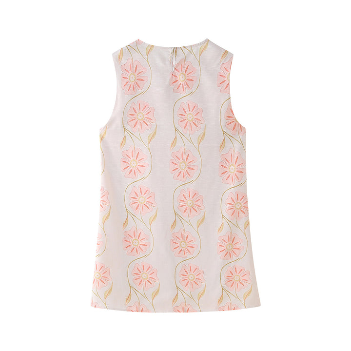 Femme Floral Broderet Ærmeløs Tunika-Top Stilla