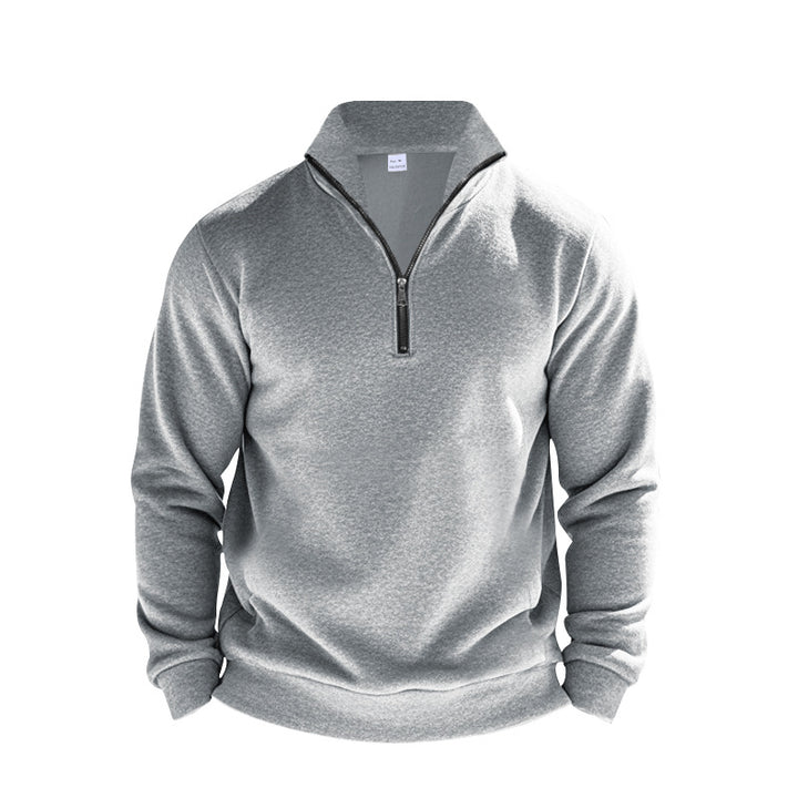 Herrer fleece-pullover med halvmolten lynlås og elastiske manchetter Stilla
