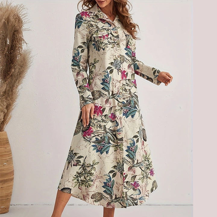 Femme Floral Print Knap-Op Maxi Kjole Stilla