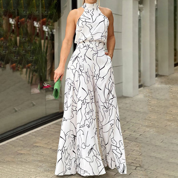 Dame jumpsuit med unikt grafisk design og afslappet snit Stilla