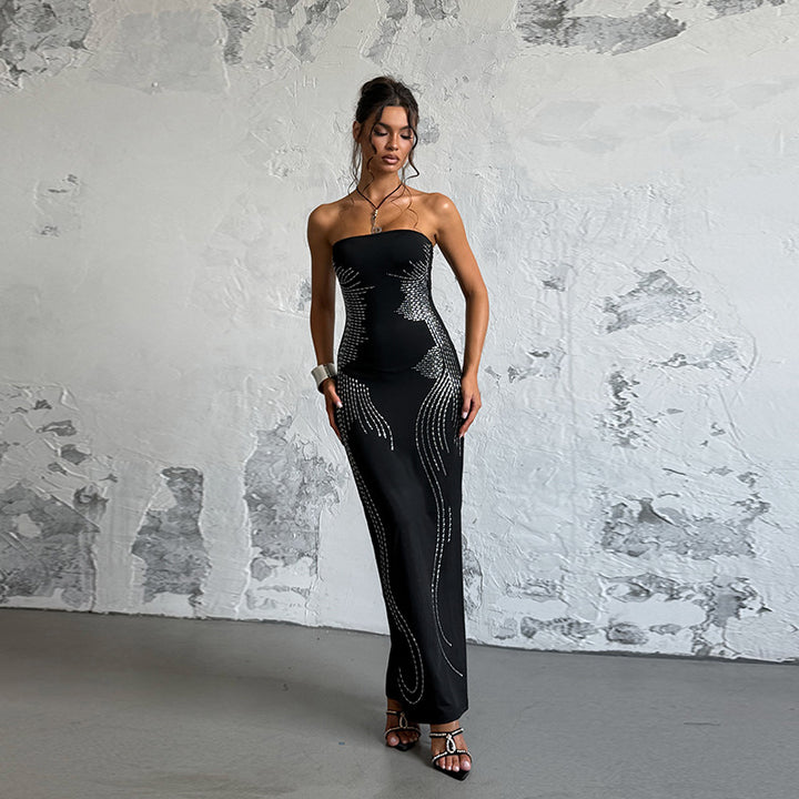 Dame Elegant Bandeau Mini Kjole med funkende accenter Skovae