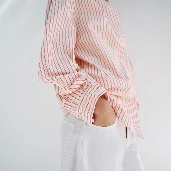 Femme Button-Up Stribet Skjorte med Løs Pasform Stilla