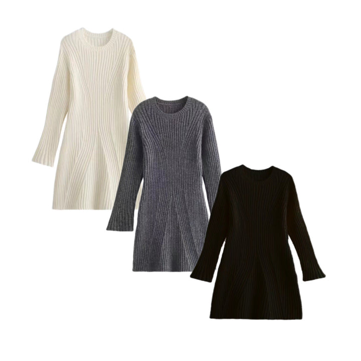 Stilla | Ribbet-Kjole Fashion Ribbet Strikket Kjole
