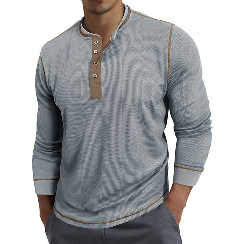 Herrer langærmet skjorte med moderne Henley-krave og fine detaljer Stilla