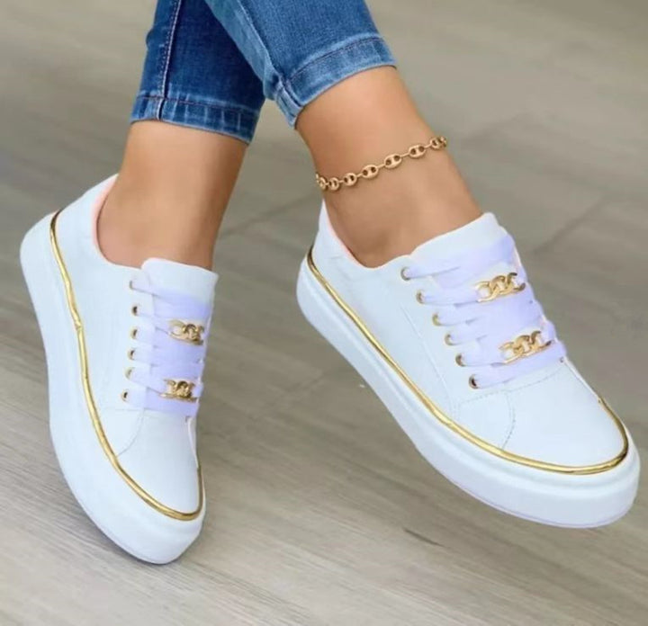 Dame Mode Sneakers i elegant design med gyldne accenter Stilla