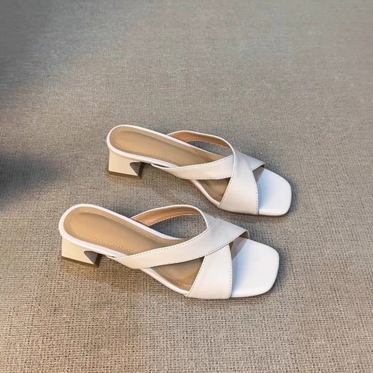Dame Krydsrem Blokhæl Slingback Sandaler Stilla