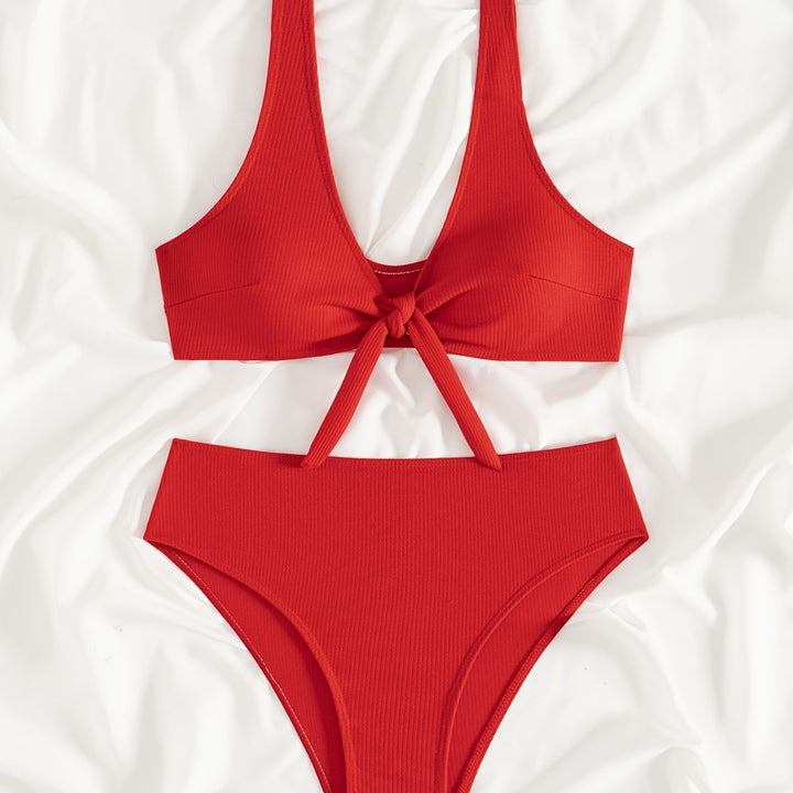 Dame Sporty Bikini-sæt med bindebånd top og højt skårne trusser Stilla