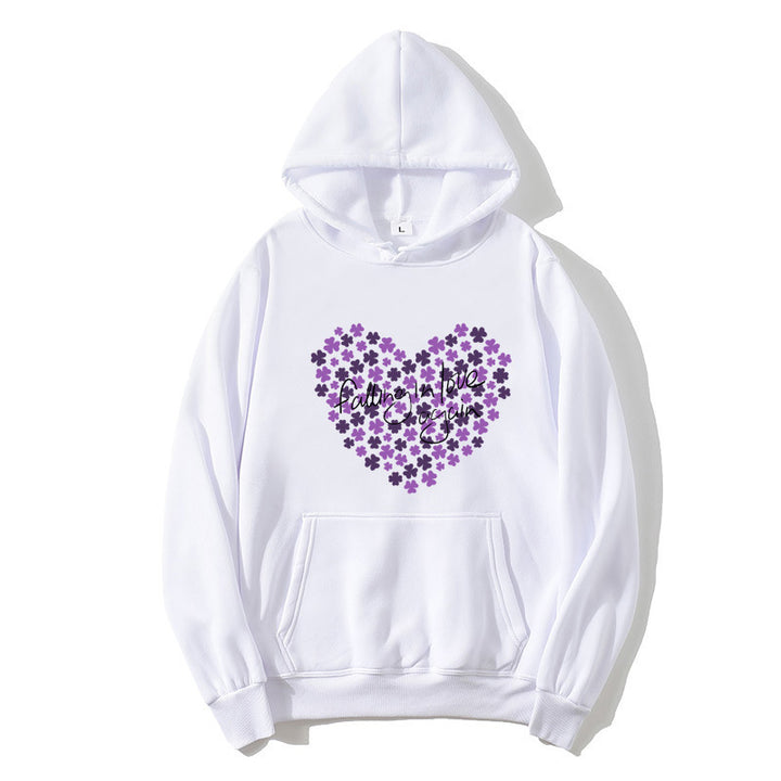 Kvinders hoodie med blomsterhjerte design Skovae