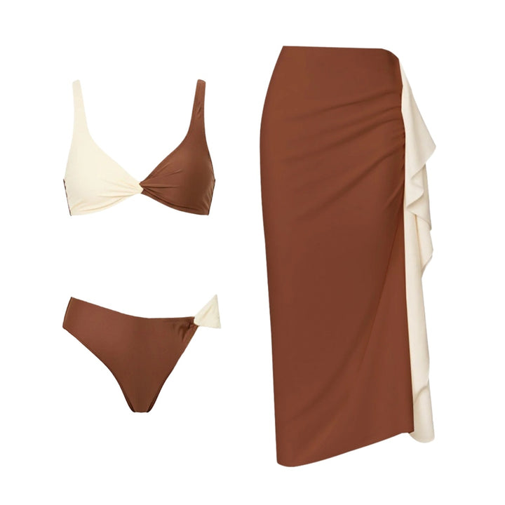 Dame Bikiniset med elegant indpakningsskørt Skovae