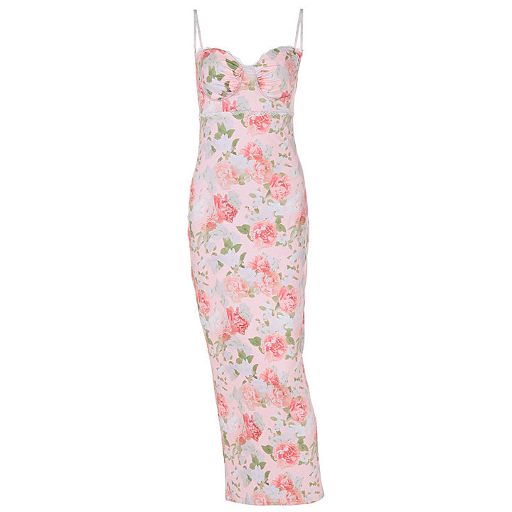 Damer Elegant figursyet Maxikjole med blomsterdesign Skovae