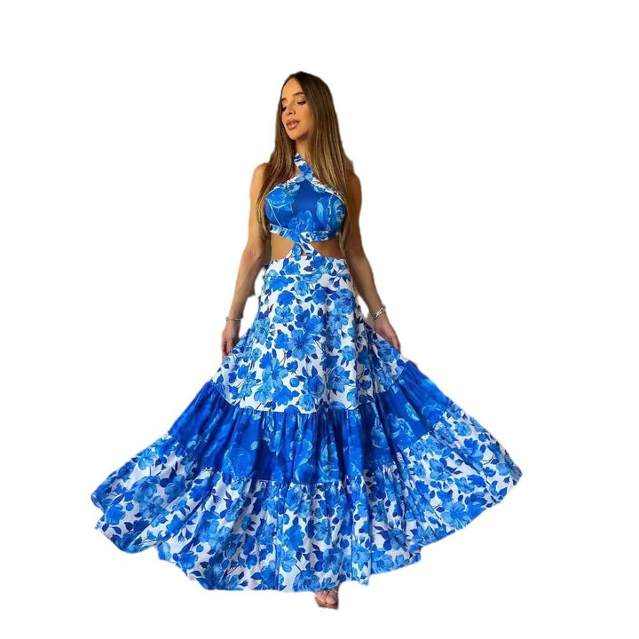 Dame Maxikjole med legende cut-out-design og voluminøs skirt Stilla