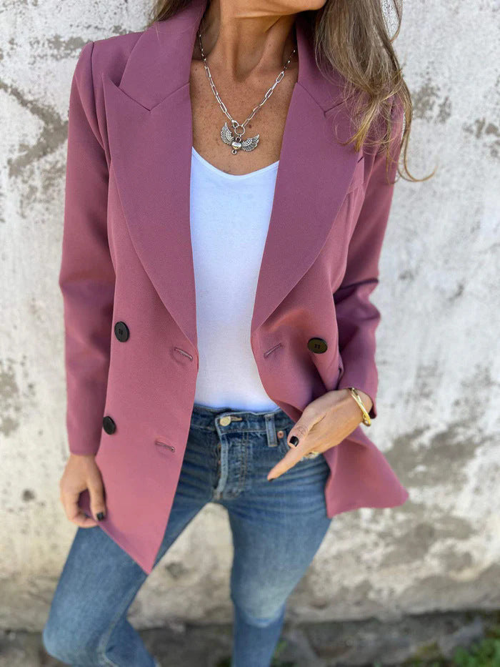 Dame Elegant Blazer med løs pasform og klassiske detaljer Stilla