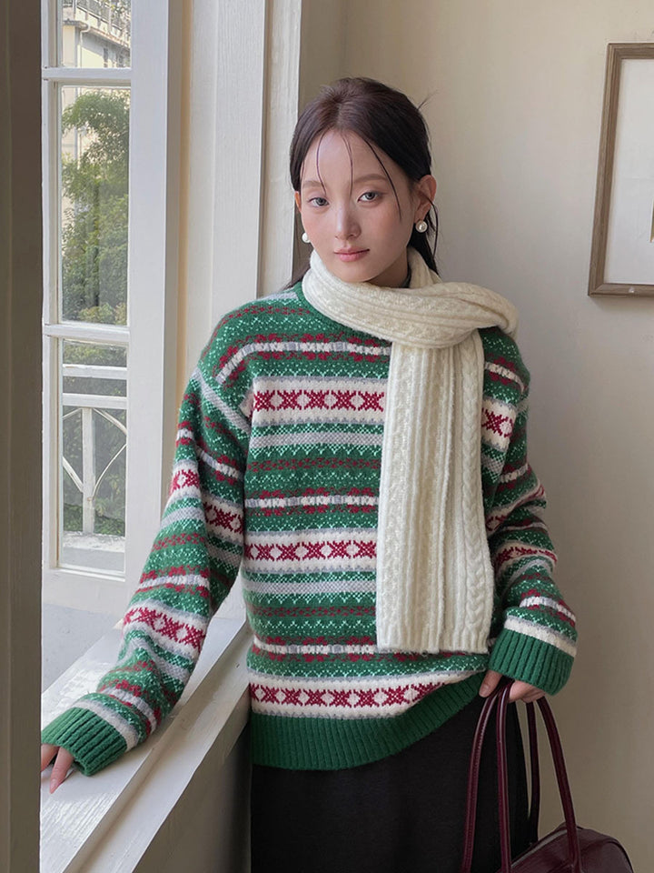 Dame strikketrøje med traditionelle Fair Isle mønstre og komfortabel pasform Stilla