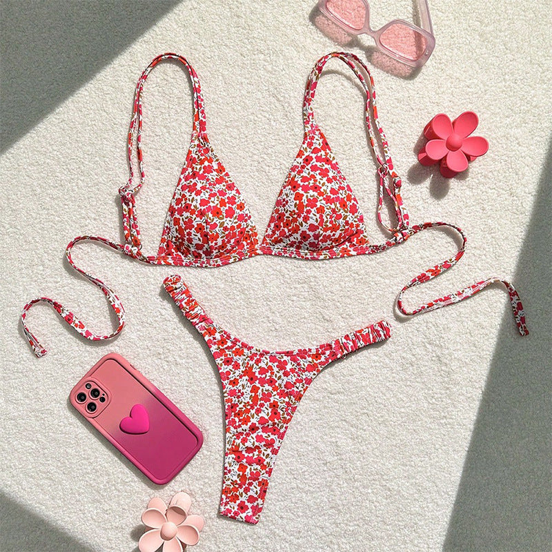 Dame Triangel-Bikini med legende blomsterdesign Skovae