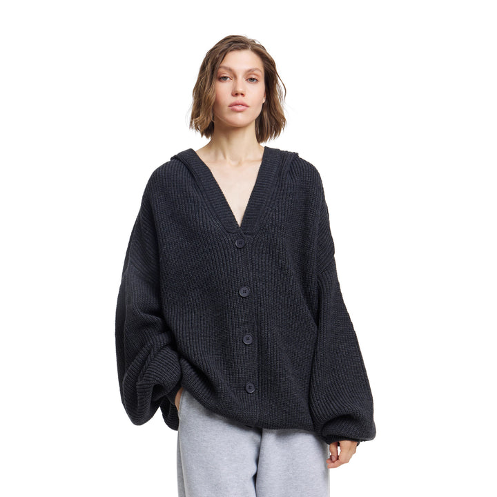 Kvindernes Oversized Cardigan med Hætte og Knapdetaljer Stilla