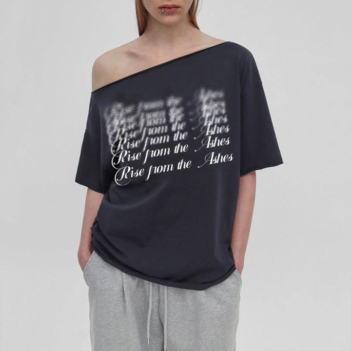 Dame Oversized T-Shirt med krystaludsmykning og V-hals Skovae