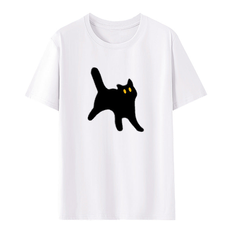 Dame T-shirt med kreativ katte-design og afslappet pasform Stilla