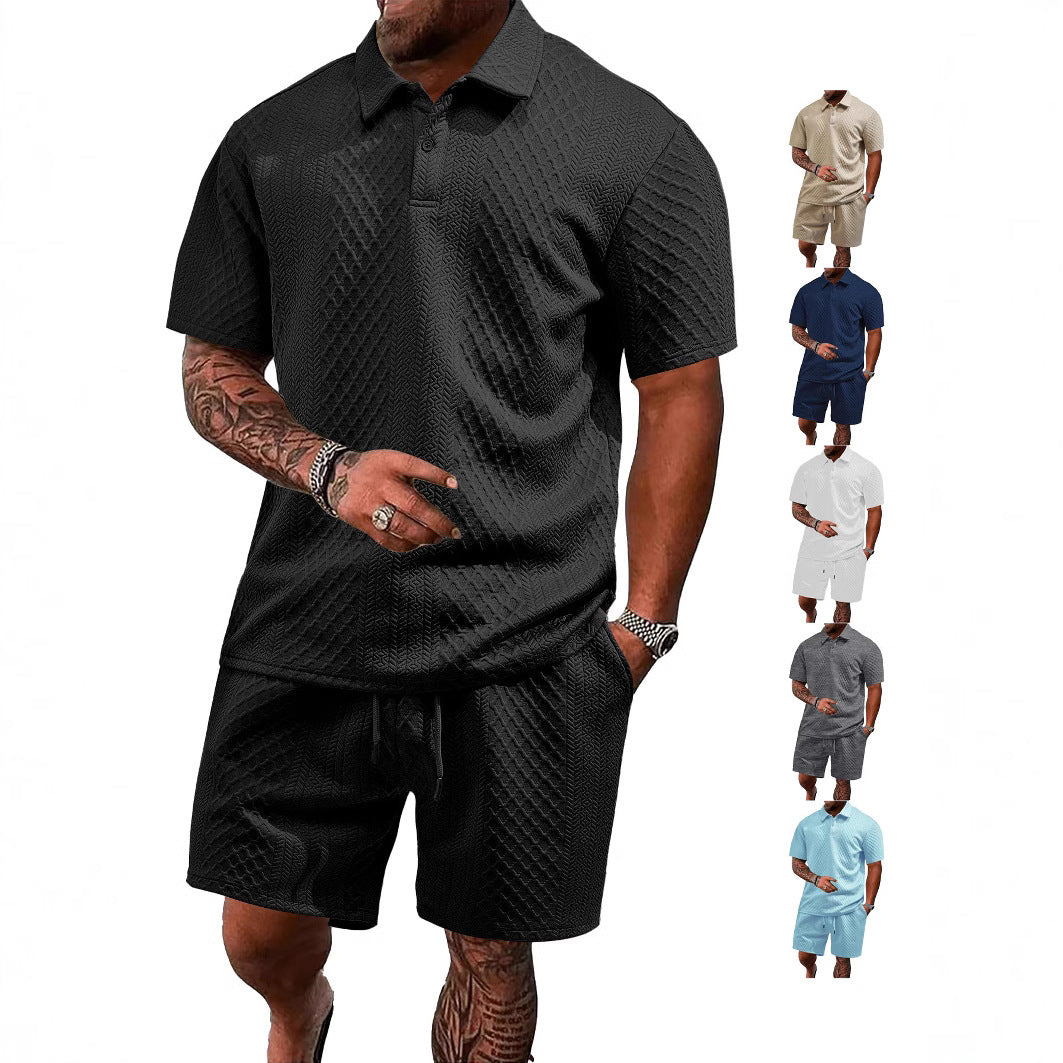 Herre Polo- og Shorts-Sæt med struktureret Design Stilla
