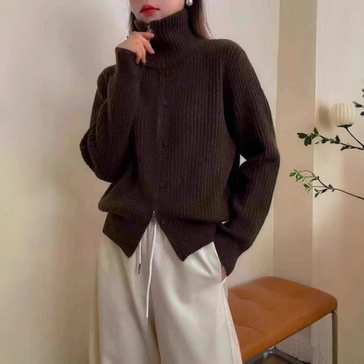 Kvindernes Højkvalitets Ribbet Striktrøje med Elegant Design Stilla