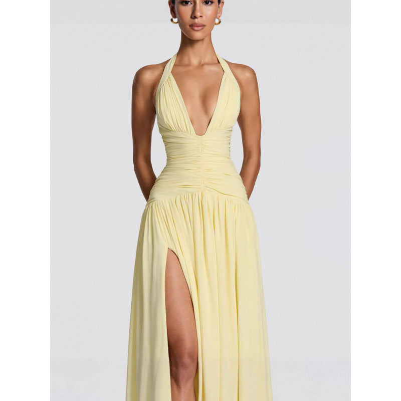 Damen Maxikleid mit raffiniertem Wickeldesign und elegantem Taillenbund Skovae