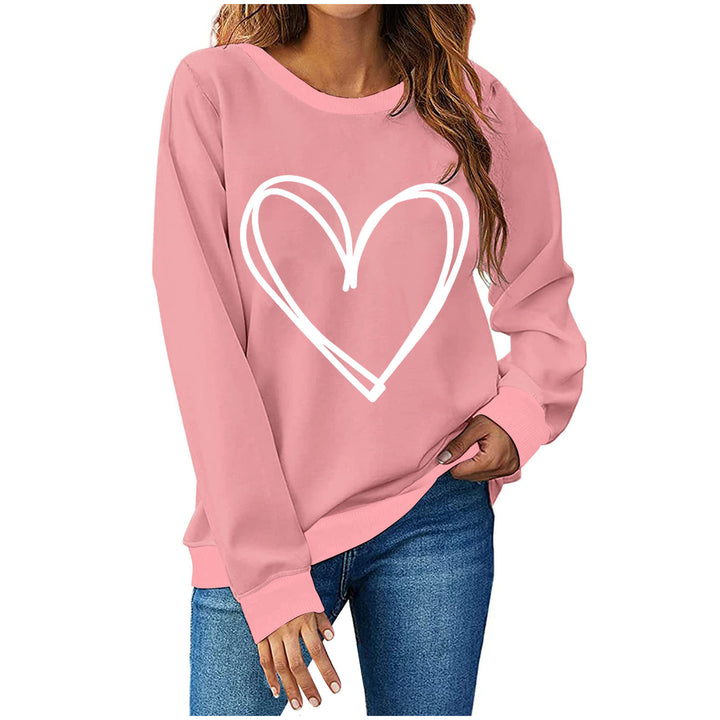 Dame afslappet sweatshirt med kreativt hjerte design Stilla