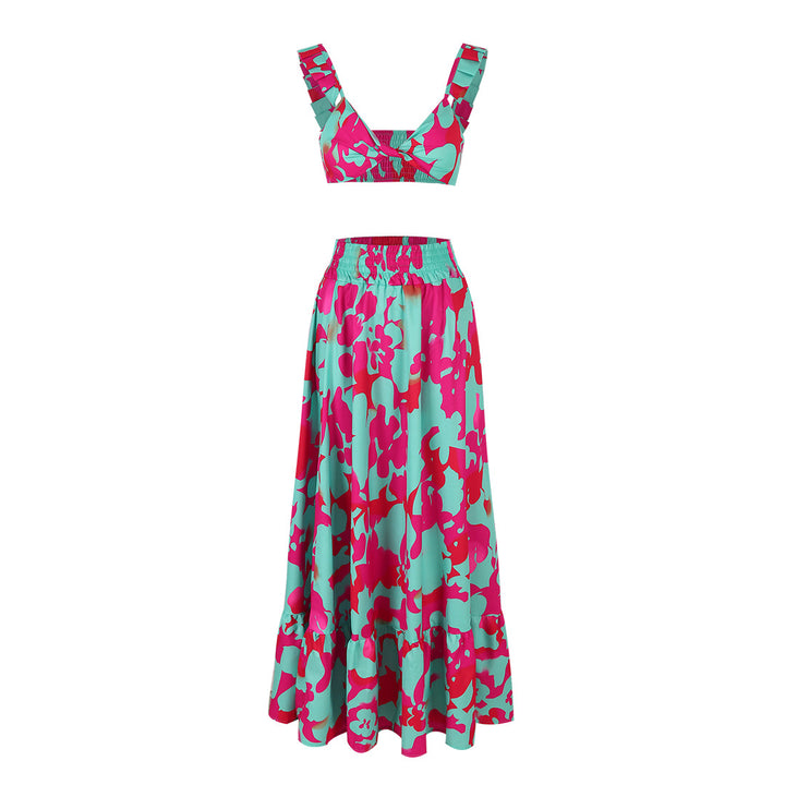Dame Maxikjole med flydende skirt og legende top Stilla