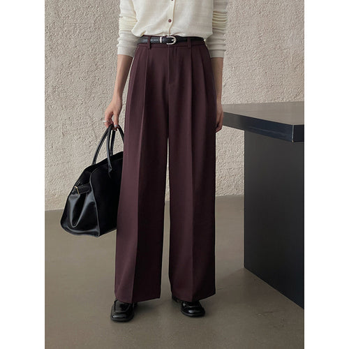 Dame bred bukser med høj talje og elegant drapering Stilla