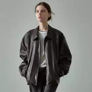 Kvinders casual oversized læderjakke med praktiske lommer Stilla