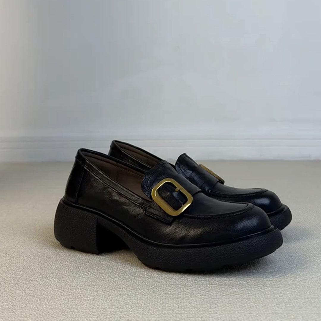 Dame Chunky Såle Læder Slipper med dekorativt Spænde-Detalje Stilla