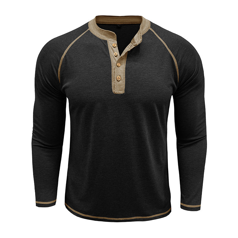 Herrer Langærmet Henley T-shirt med stilfulde knapdetaljer og åndbart materiale Stilla