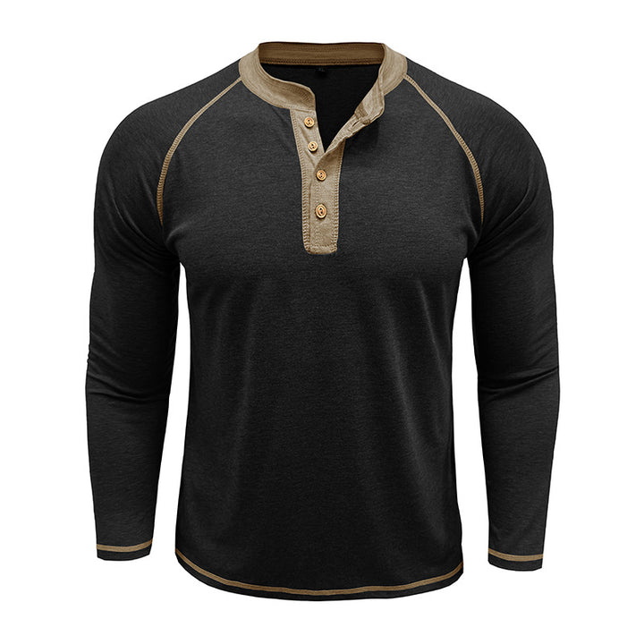 Herrer Langærmet Henley T-shirt med stilfulde knapdetaljer og åndbart materiale Stilla