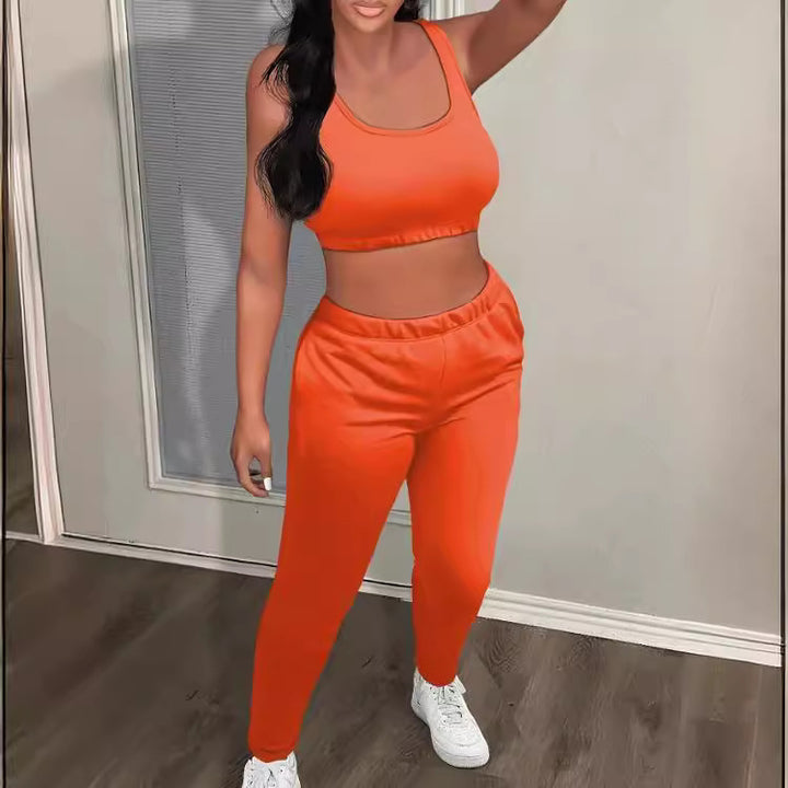 Dame Sport Crop Top og Jogger Sæt Stilla