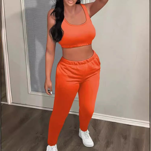 Dame Sport Crop Top og Jogger Sæt Stilla