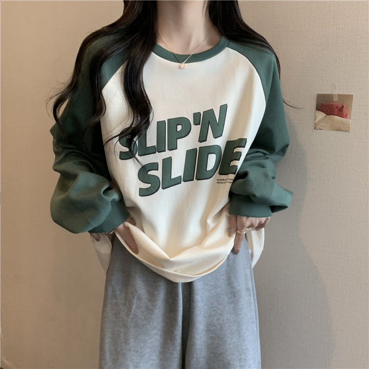 Dame Casual Grafisk Raglan Sweatshirt Stilla