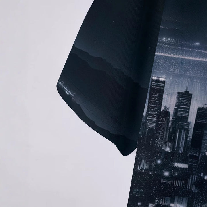 Herrer polo skorte med urban skyline print og åndbare egenskaber Stilla
