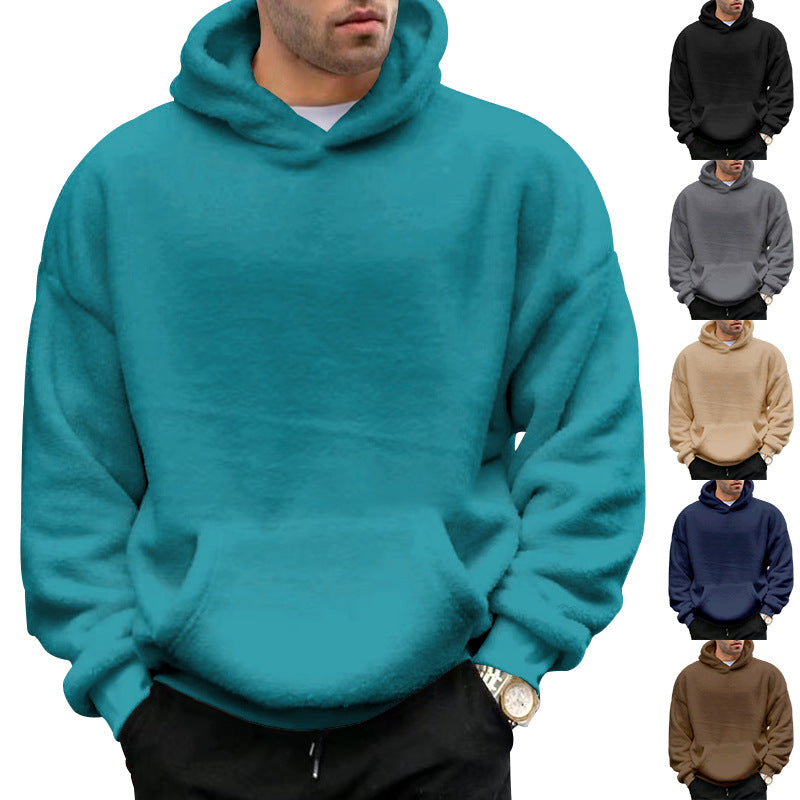 Dame hyggelig fleece-pullover med kængurulomme og hoodie Stilla