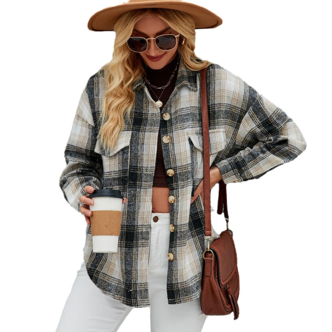 Damer Ruted Overshirt-Jakke i blødt Flannel Stilla